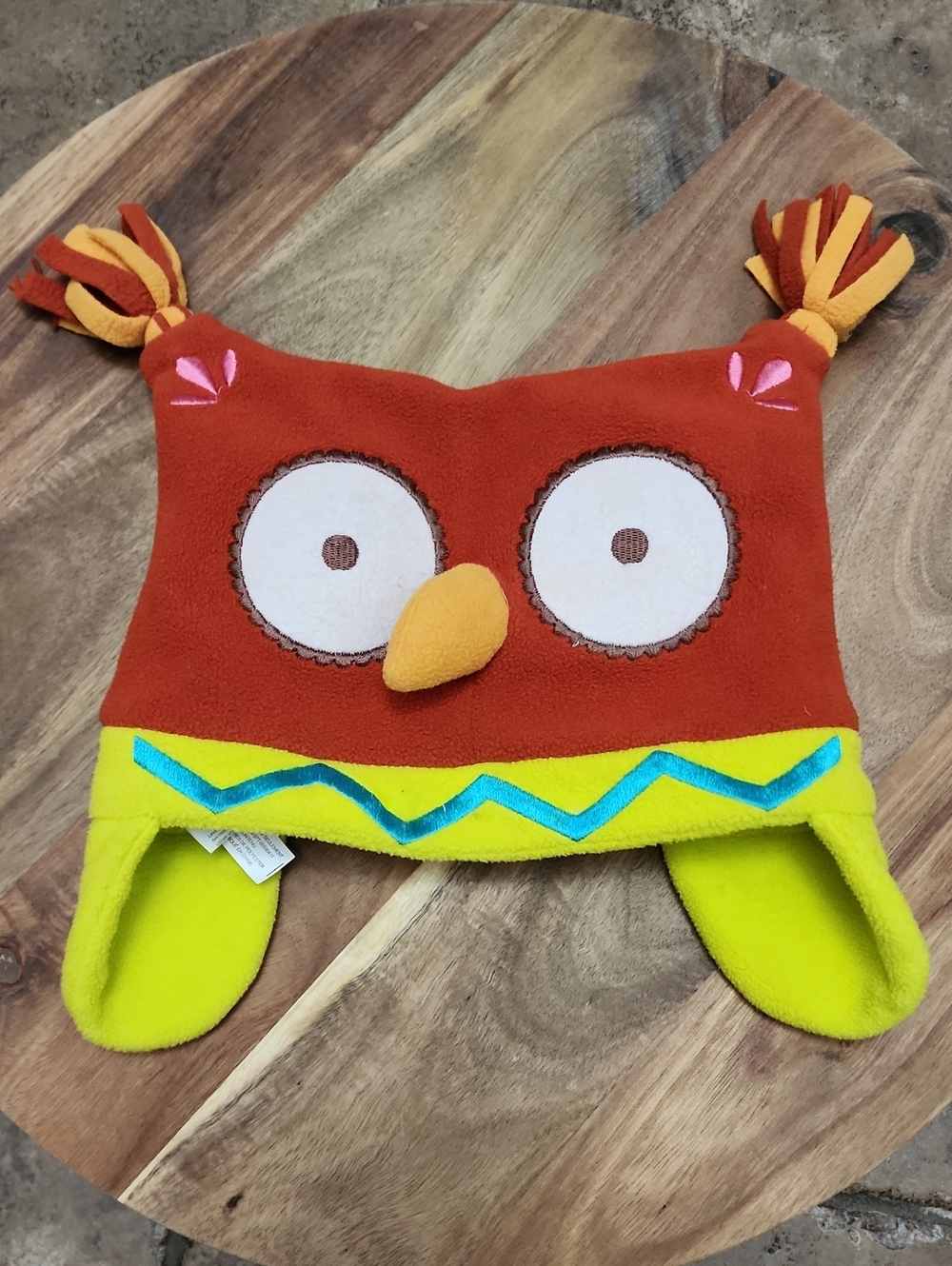 Creatology Kids Owl Fleece Winter Earflap Hat Beanie Brown/Lime Green O/S